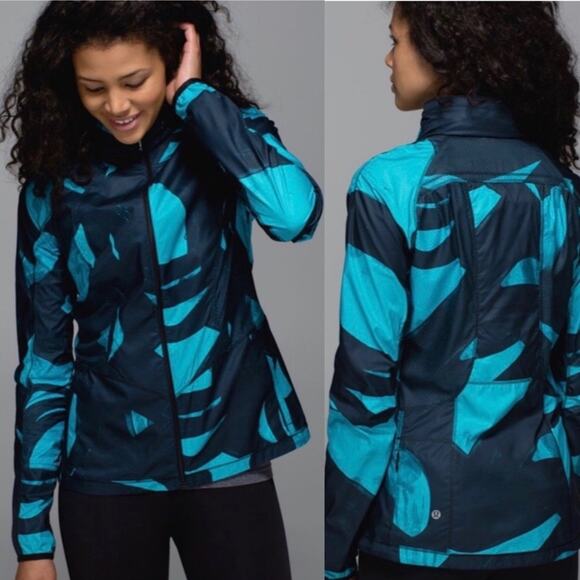 Lululemon Back Pack It Jacket Back Spin Stroke Peacock Blue Hooded Full Zip 2 - Picture 6 of 6